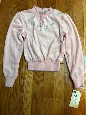 VTG Sears Winnie The Pooh Pink Velour Top Girls 6X Embroidered NWT Deadstock